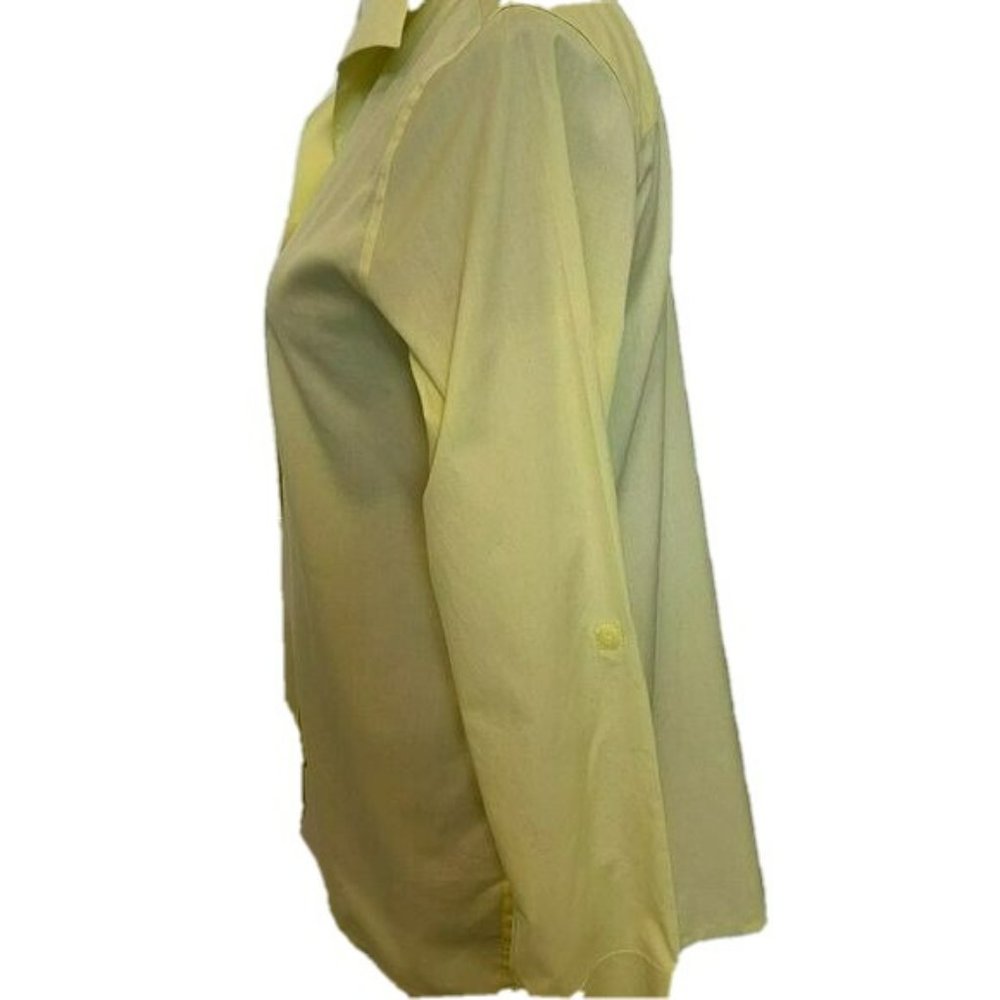 Chicos Womens Yellow No-Iron Long-Sleeve Button-Up Shirt Size S Professional - Picture 3 of 11